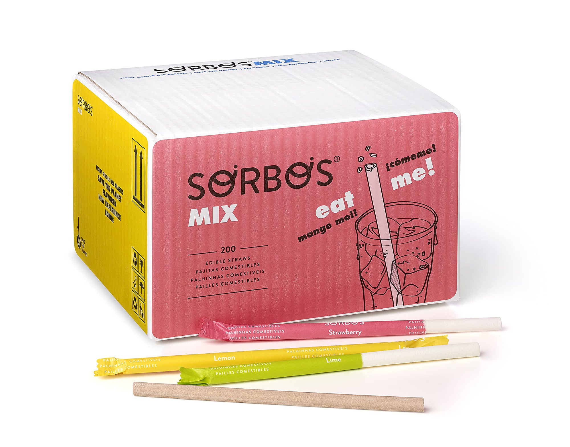 Sorbos Mixed Flavored Edible Sustainable Straws - Box of 200
