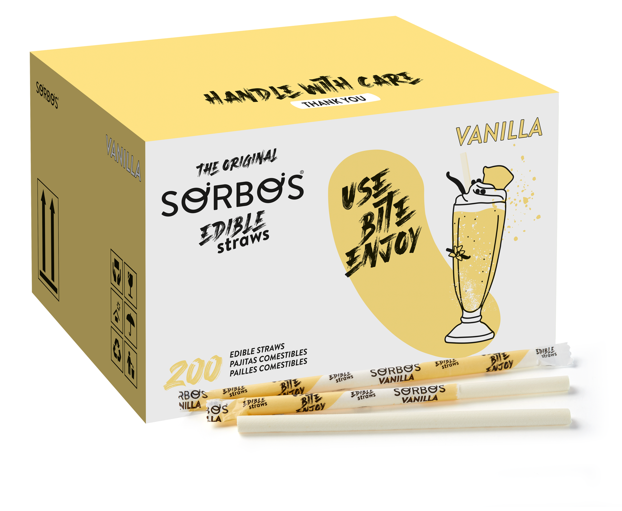 SORBOS Vanilla Flavour 200 Straws (1 Box)