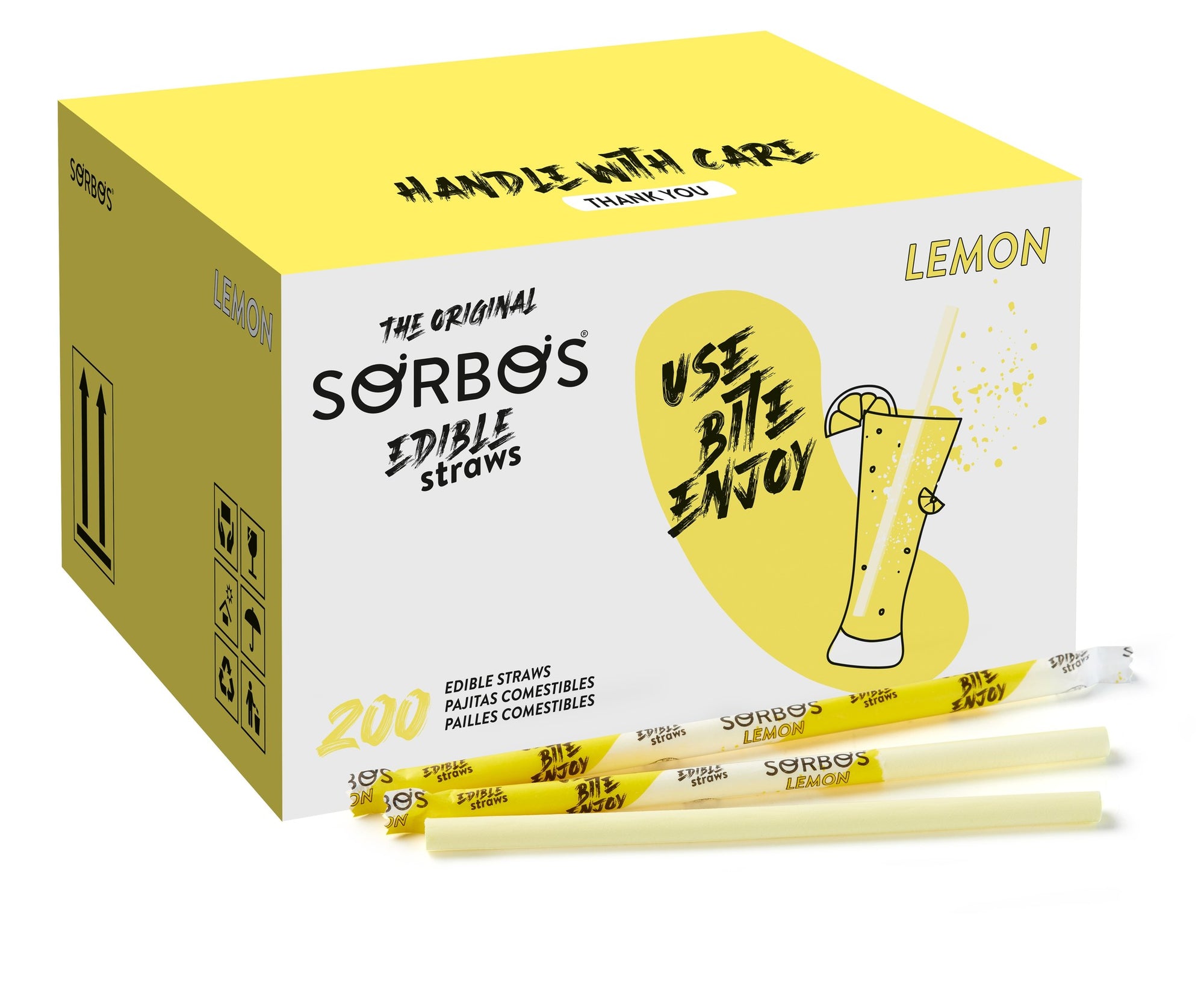 SORBOS Lemon Flavour 200 Straws (1 Box)
